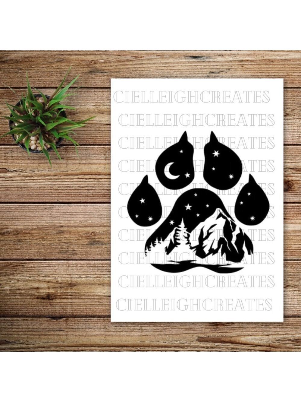 *2 for $20* Bear paw print with mountains Forest decal Sticker Handcrafted